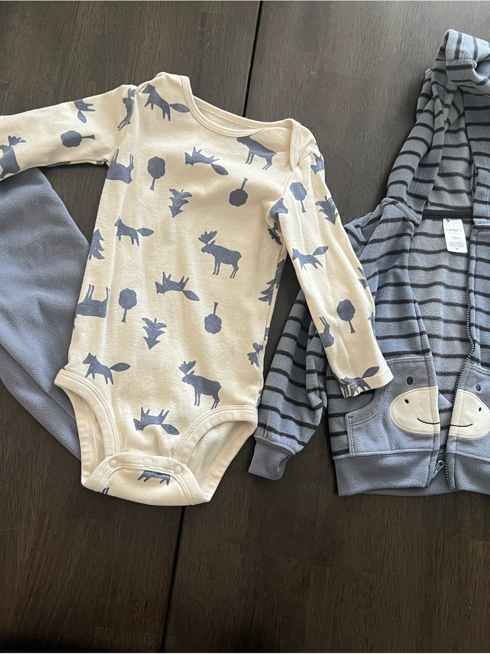 Carter's Cream Bodysuit with Blue Woodland Animal Prints